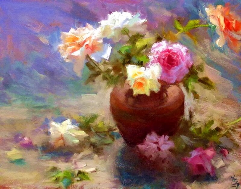 Roses in a Vase — Purple, Calm