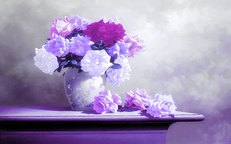 Roses in a Vase — Purple, Serene