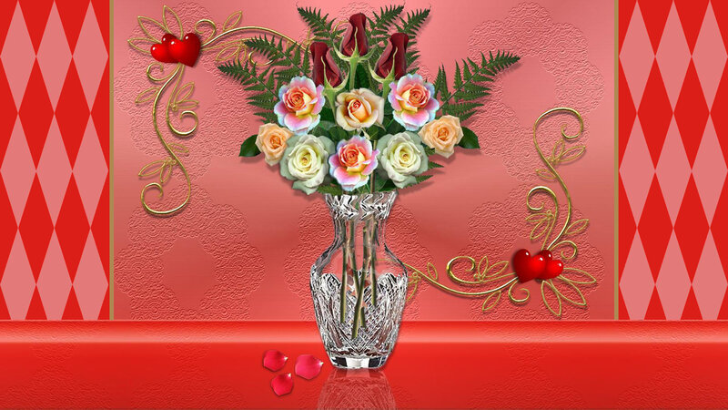 Roses in a Vase — Red, Romantic