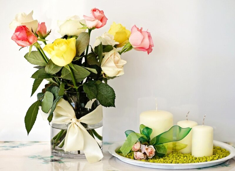 Roses in a Vase — White, Serene, Photograph