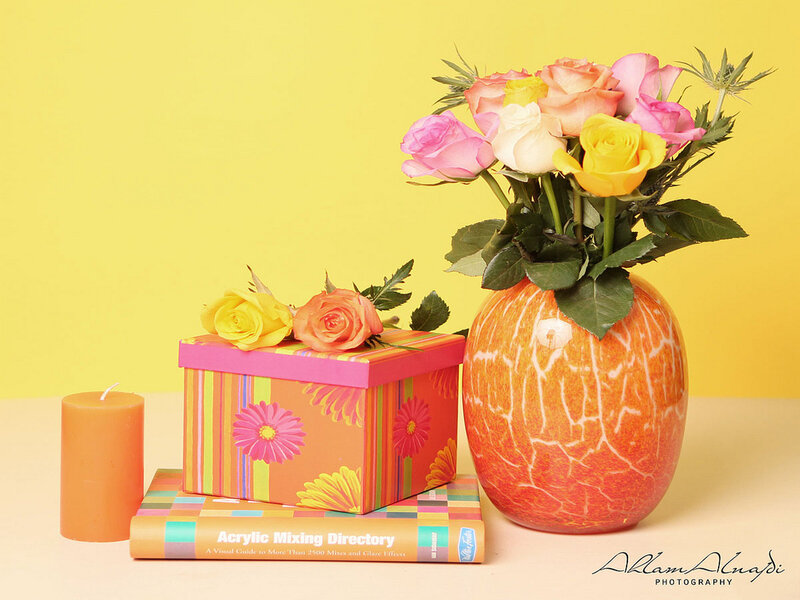 Roses in a Vase — Yellow, Bright