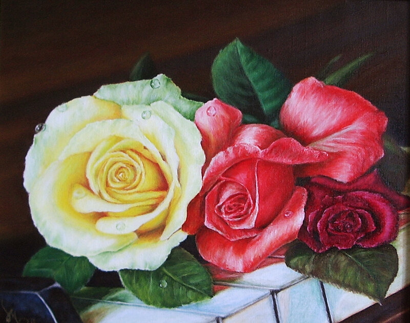 Roses in a Vase — Yellow