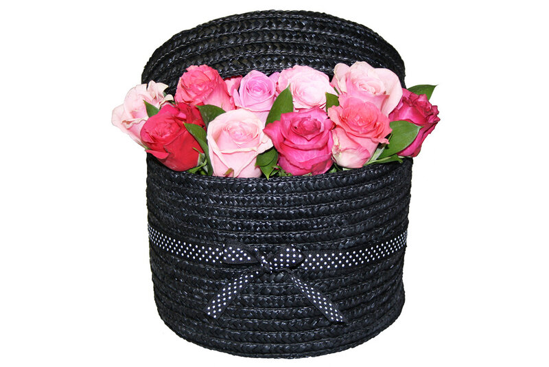 Roses in Black Basket