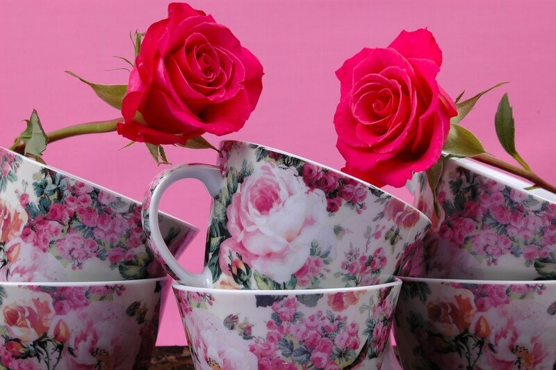 Roses in Floral Cups
