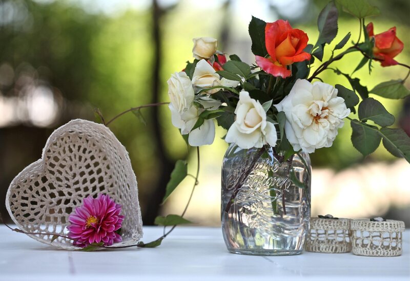 Roses in Glass Jar