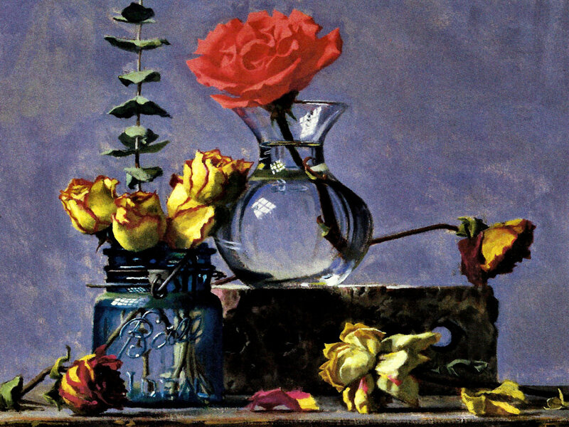 Roses in Glass Jars