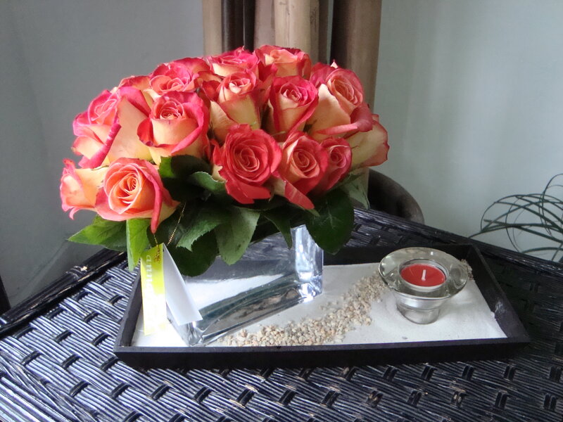 Roses in Glass Vase — Pink, Calm, Photograph