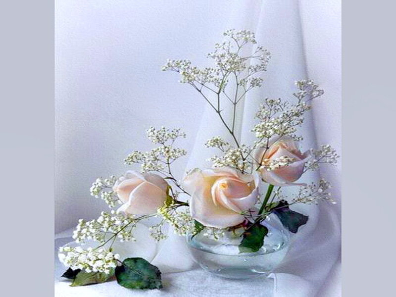 Roses in Glass Vase