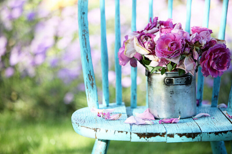 Roses in Metal Pot