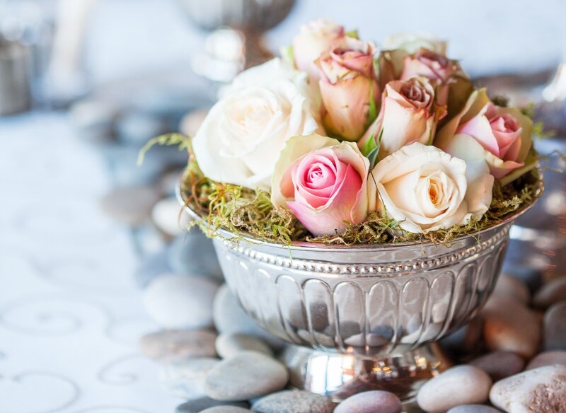 Roses in Silver Bowl — Pink