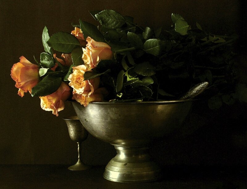 Roses in Silver Bowl