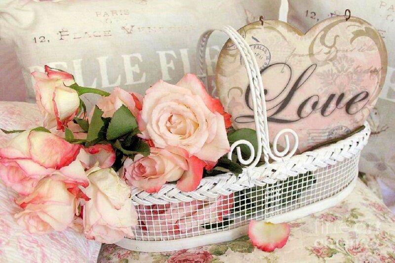 Roses in White Basket
