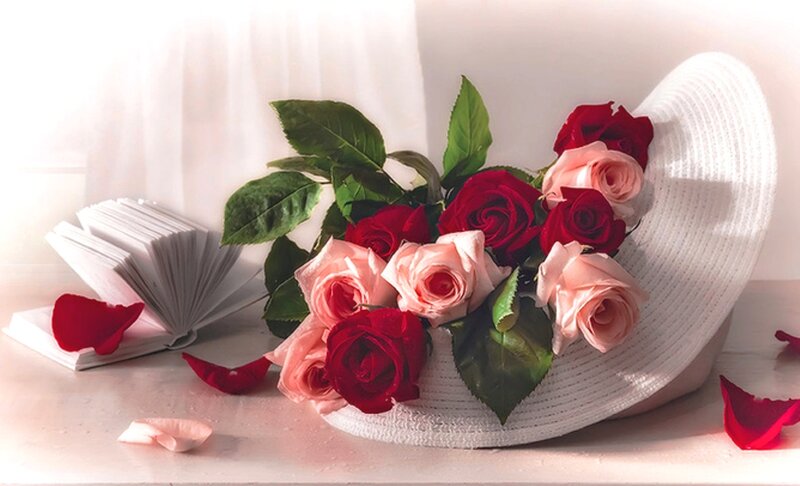 Roses in White Hat — Serene