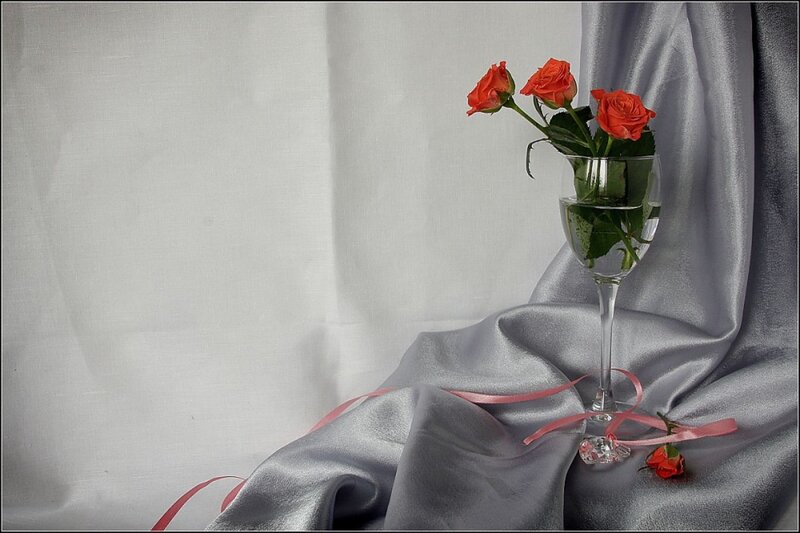 Roses in Wine Glass