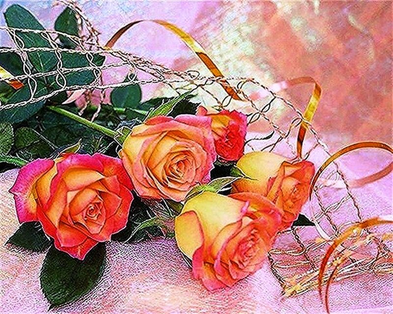 Roses in Wire Basket