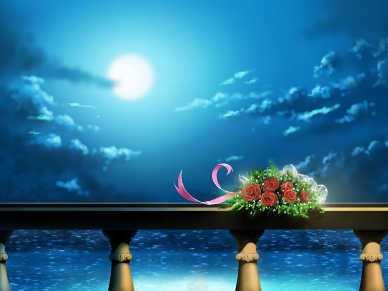 Roses on a Balcony — Blue