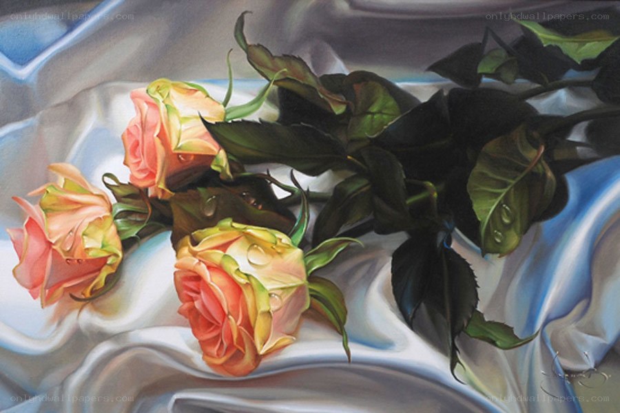 Roses on a satin cloth