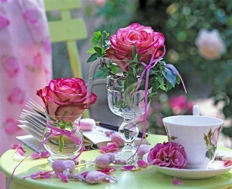 Roses on a Table — Pink, Serene, Afternoon