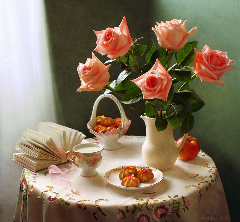Roses on a Table — Pink, Serene