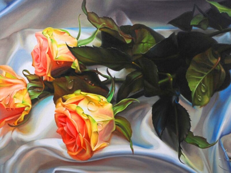 Roses on Fabric — Orange