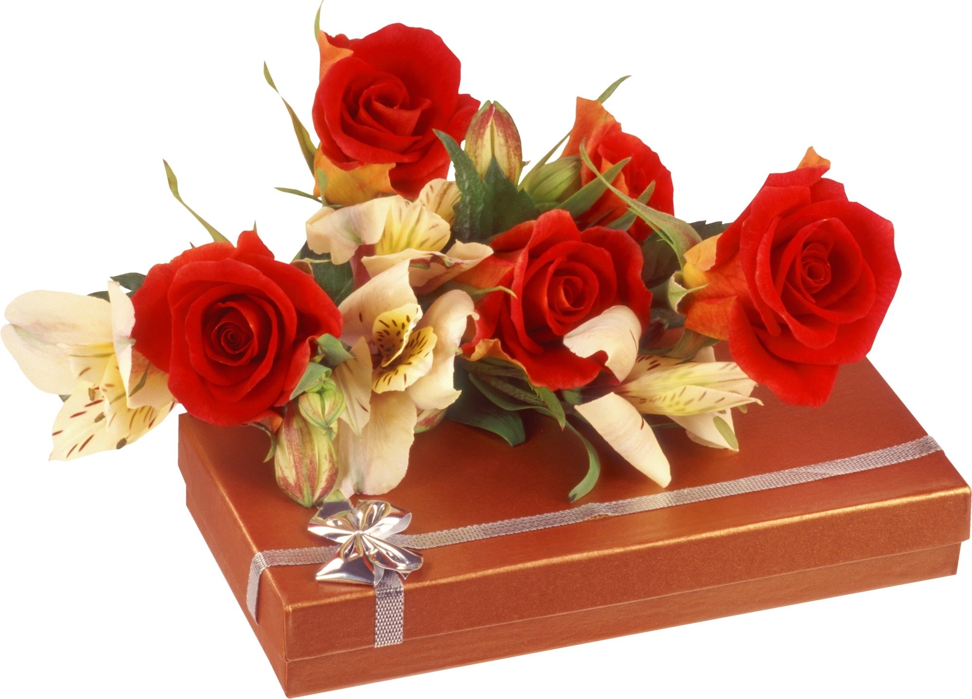 roses on gift box