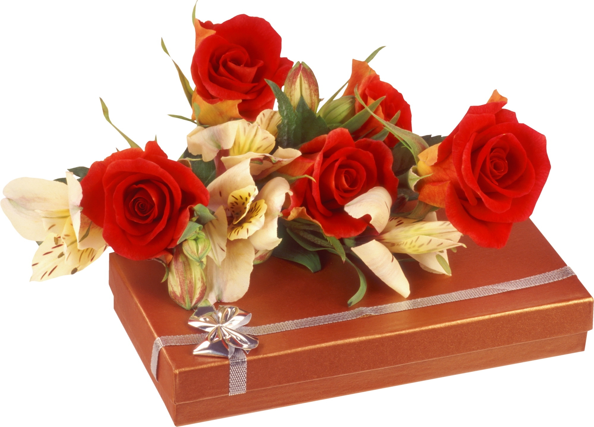 roses on gift box