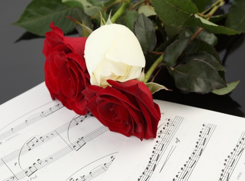 roses on sheet music