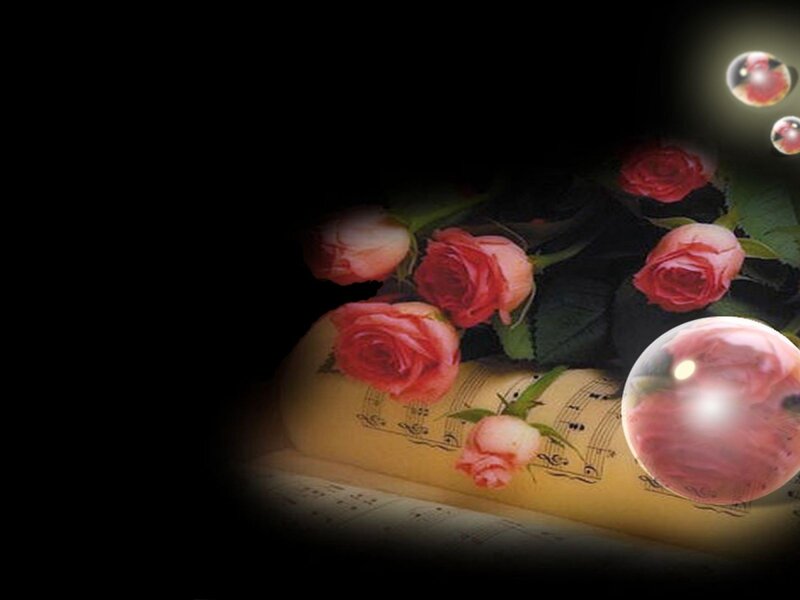 Roses on Sheet Music — Black