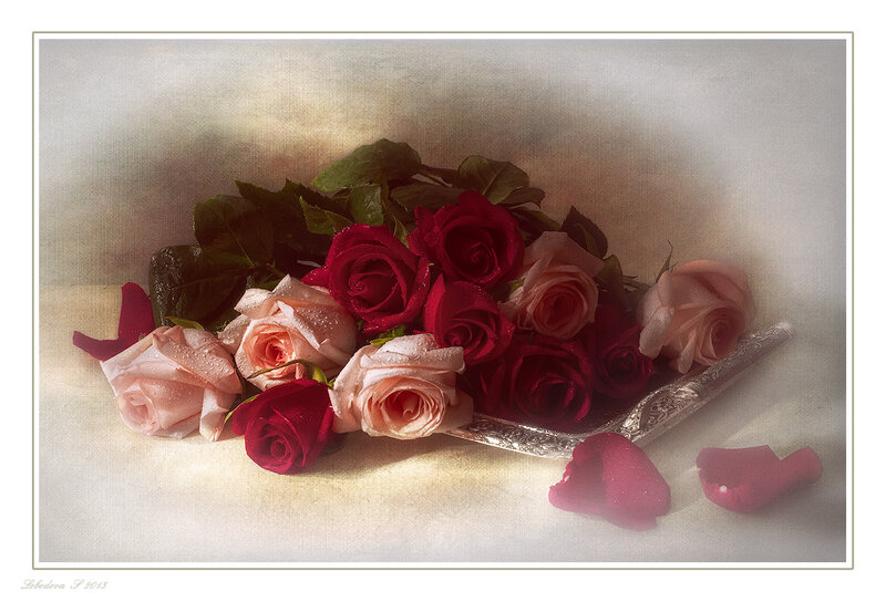 Roses on Silver Tray