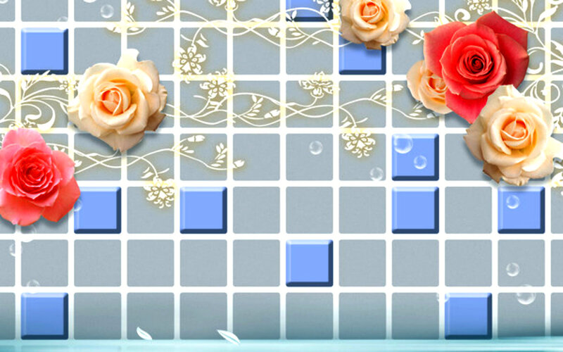 Roses on Tiled Wall