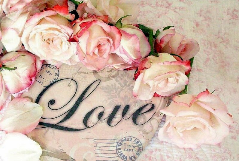 Roses on Vintage Card