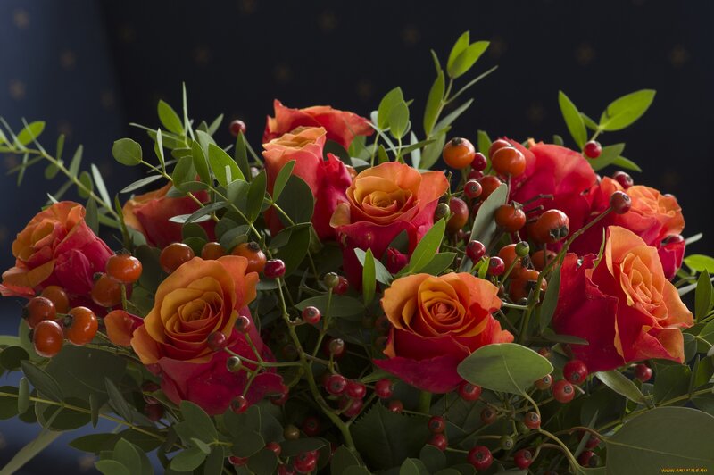 Roses with Berries
