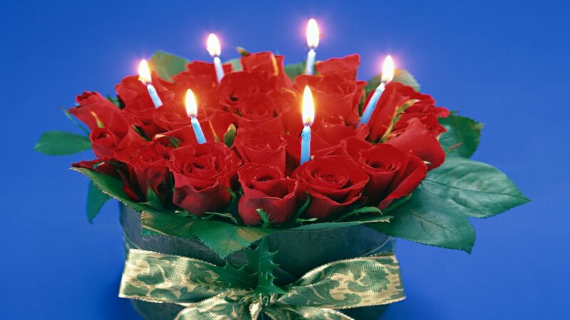 Roses with Candles — Red, Celebratory