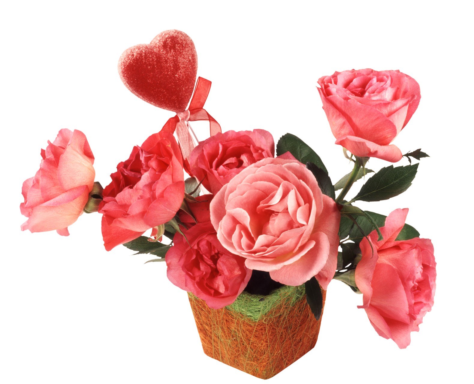 roses with heart decoration