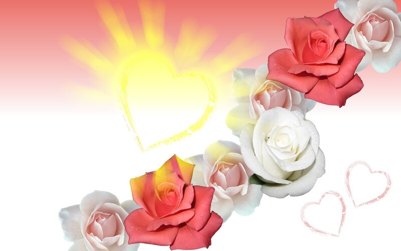 Roses with Heart Symbol