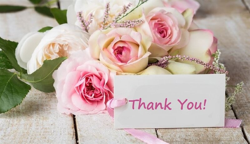 Roses with Thank You Card