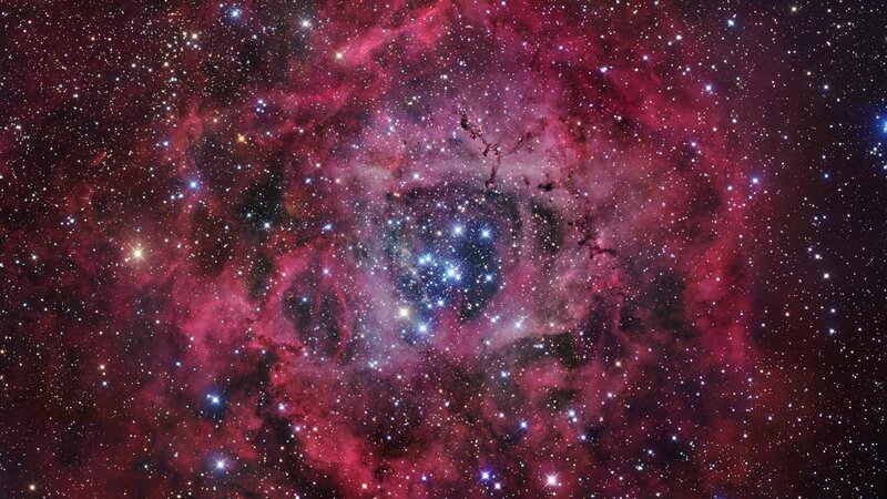 Rosette Nebula — Red, Cosmic, Night, Photograph, Stars