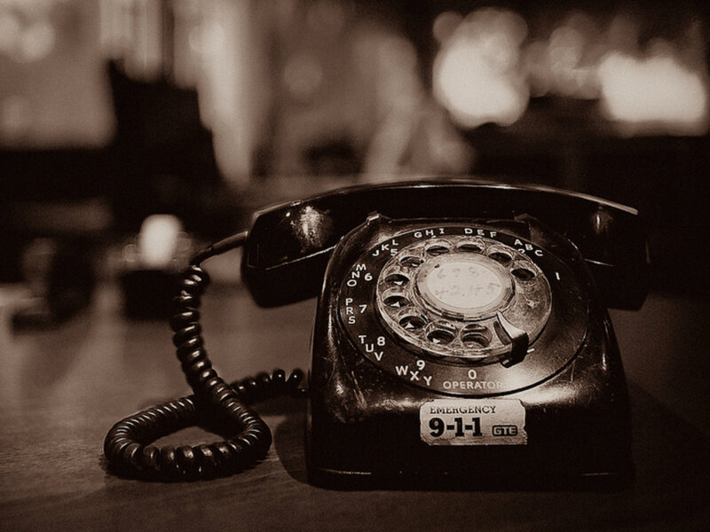 Rotary Telephone on Table