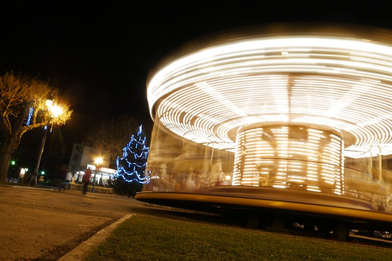 Rotating Carousel at Night