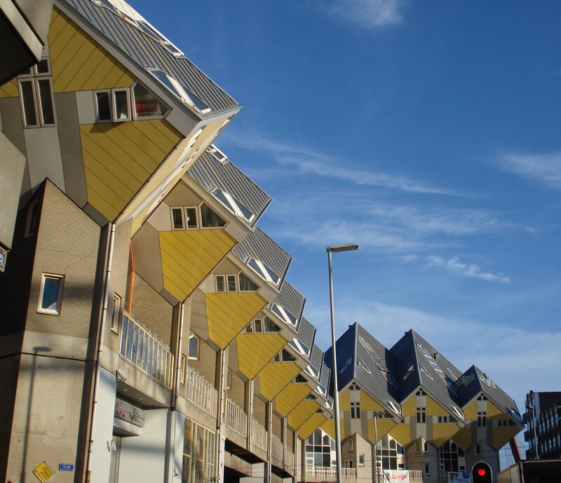 Rotating cube houses in Rotterdam