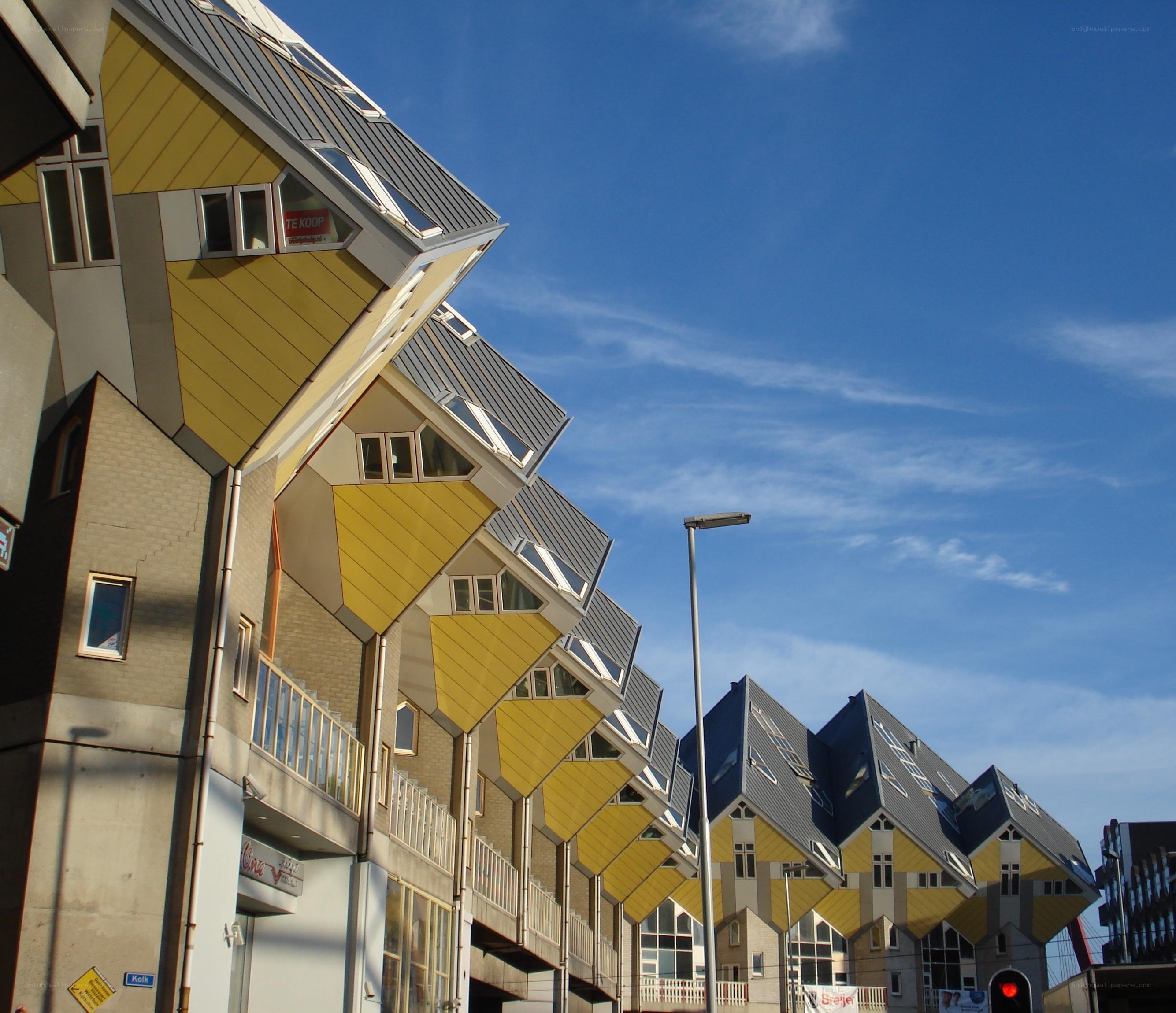 Rotating cube houses in Rotterdam