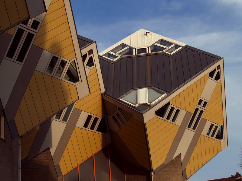Rotating cube houses in Rotterdam