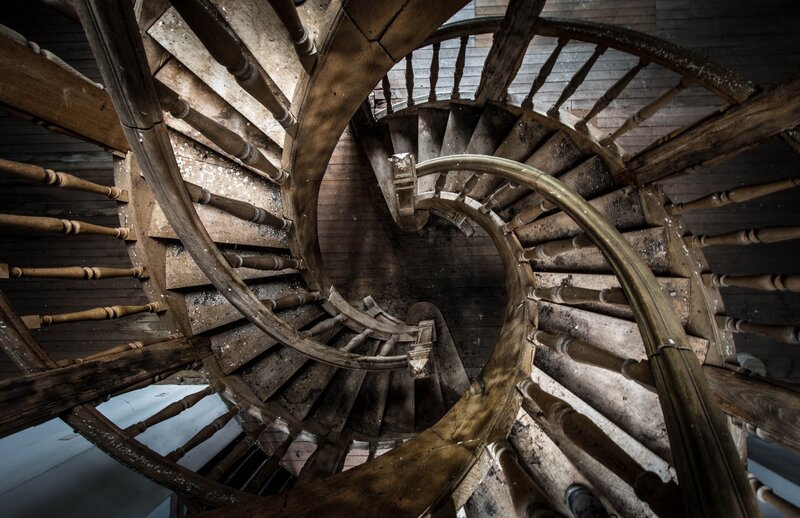 Rotating Wooden Staircase