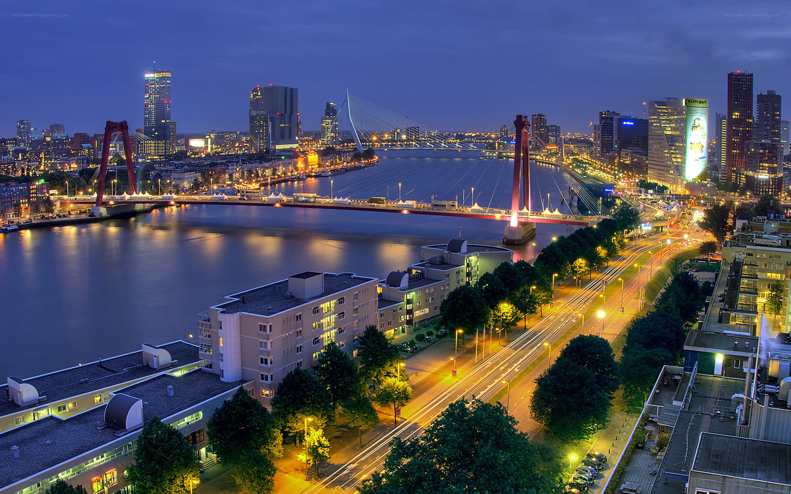 Rotterdam skyline at dusk