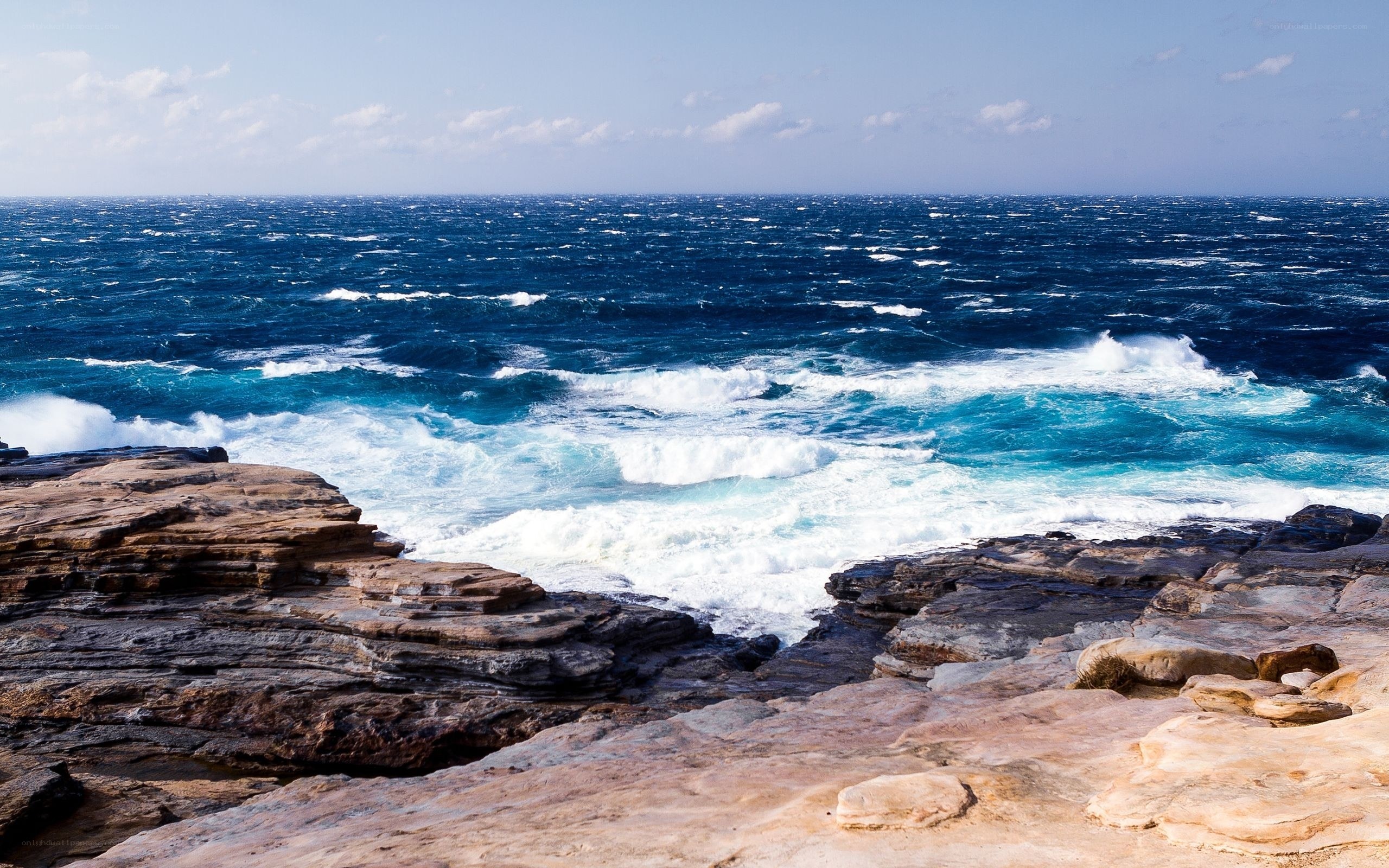 Rough seas at rocky coast
