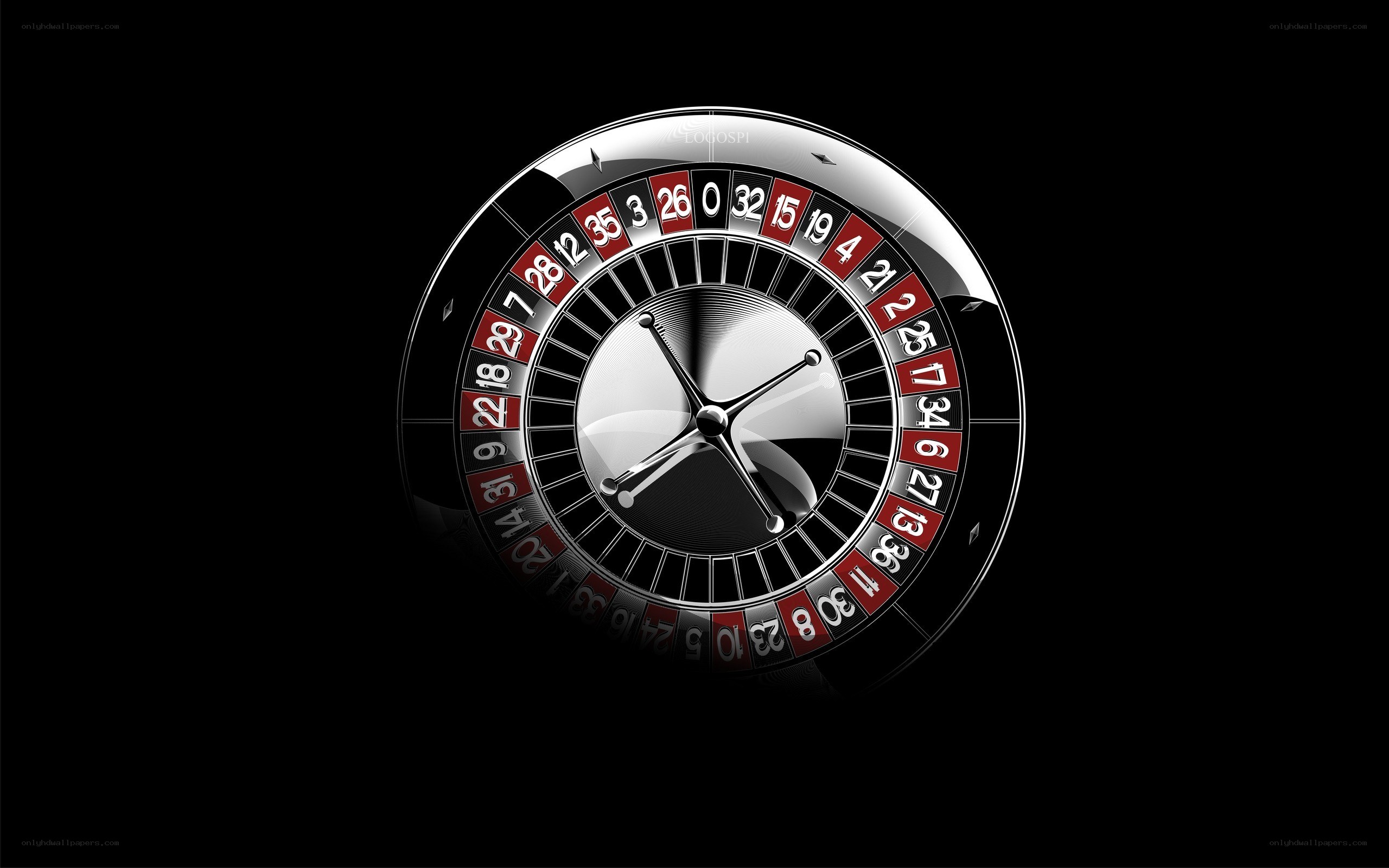 Roulette wheel on black background