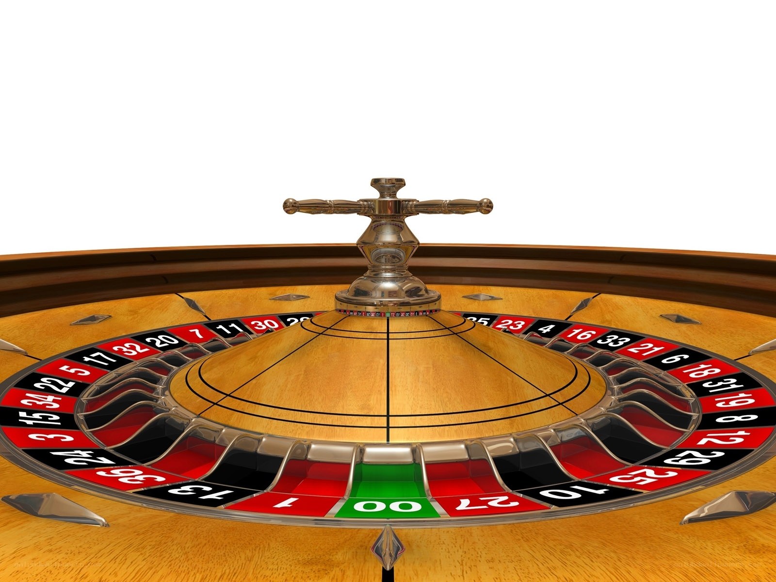 Roulette wheel on wooden table