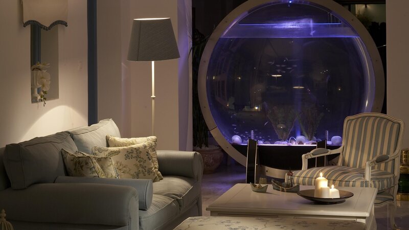 Round Aquarium in Living Room