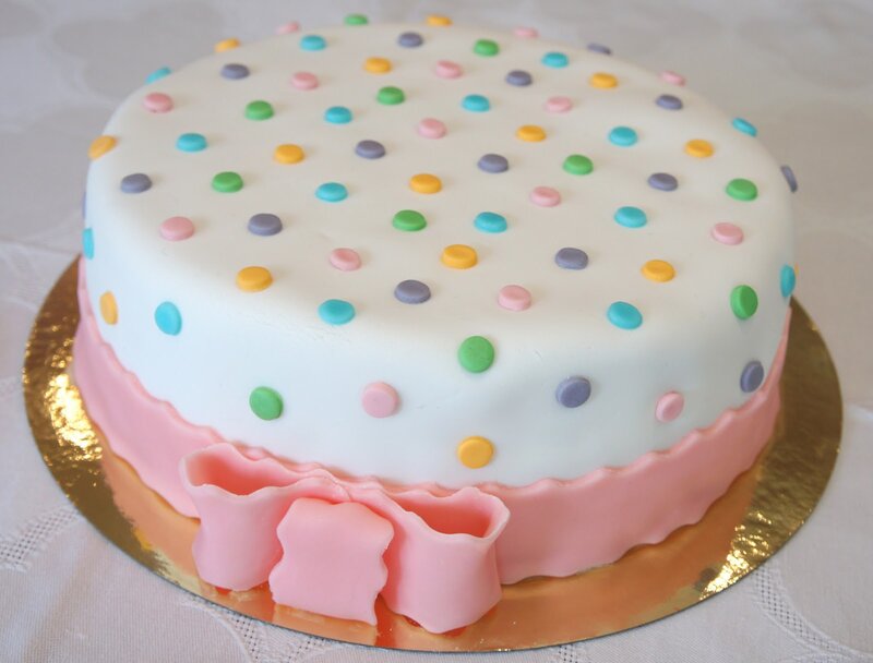 Round Cake with Polka Dots