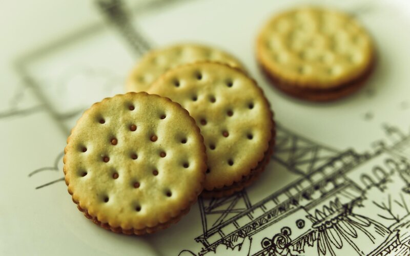 Round Crackers on Paper
